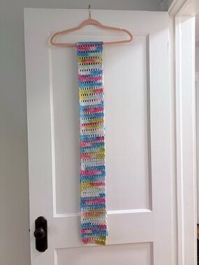 Colorful Crochet Scarf 80" Long Unisex Wearable Art NWT Free People cult gaia